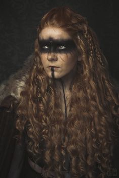 Fierce Warrior Woman, Boudicca Aesthetic, Celtic Warrior Makeup, Lagertha Makeup, Norse Makeup, Viking Aesthetic Woman, Red Hair Viking, Modern Viking Aesthetic, Viking Woman Aesthetic