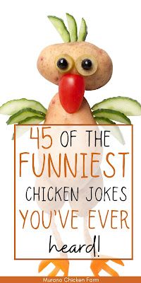 a funny chicken holding a sign that says, 15 of the funniest chicken jokes you've ever heard