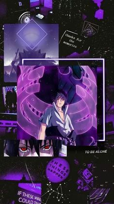 an anime scene with purple and black colors