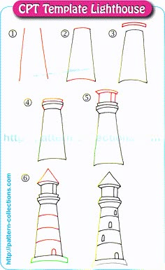 how to draw a lighthouse step by step instructions for kids and beginners in adobe