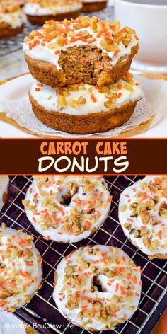 carrot cake donuts with white frosting and sprinkles