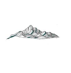 a black and white drawing of a mountain