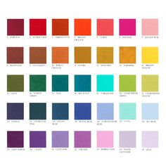 the color chart for different colors of fabric