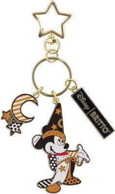 a mickey mouse keychain with a hat and stars on it