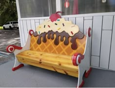 a bench made to look like an ice cream sundae