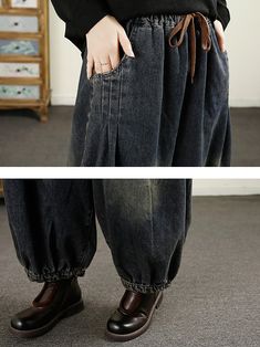 Elevate your wardrobe with our Women Autumn Vintage Denim Loose Harem Pants. Crafted with premium denim, these pants offer both comfort and style. The loose harem fit creates a laid-back look, perfect for any occasion. Embrace the vintage aesthetic and elevate your fashion game. Features Item Code: 7680318046270 Material: 100%Cotton Pattern: Solid Gender: Women Waist: Elastic Pants Style: Harem Pants Style: Vintage Style Harem Pants Style, Harem Pants Fashion, Ripped Jeans Women, Fall Maxi, Style Harem Pants, Elastic Pants, Women Waist, Winter Dress Outfits, Plus Size Romper