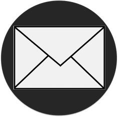 an email envelope in a black and white circle