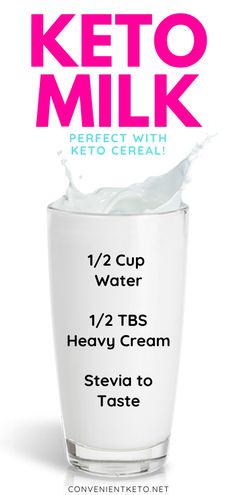 the keto milk is being poured into a glass with it's contents in it