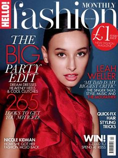 a magazine cover with a woman wearing a red dress on it's front page