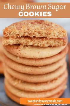 several chewy brown sugar cookies Chocolate Cookie Recipes Easy, Spiced Pretzels, Toffee Chips, Fall Recipes Pumpkin, Easy Holiday Desserts, Brown Sugar Cookies, Savory Meals, Cinnamon Chips, Best Cookie Recipes