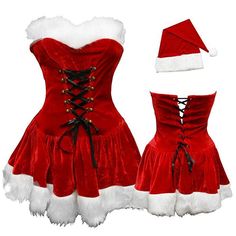 Santa Girl Costume, Santa Dress Women, Santa Outfit For Women, Cosplay Corset, Santa Girl, Xmas Dress, Santa Dress, Christmas Lingerie, Christmas Dress Women