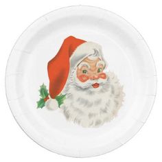 a paper plate with a santa clause on it