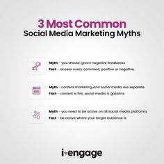 the three most common social media marketing myths infographical graphic by i - engage