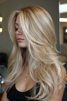 Layers For Blonde Hair, Long Light Blonde Hair With Layers, Ultra Light Blonde Hair, Blonde Volume Haircut, Pretty Blonde Hairstyles, Blonde Balayage On Long Hair, Long Fine Blonde Hairstyles, Long Blonde Hair Haircuts, Long Hair Inspo Blondes