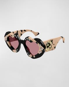 Chloe Glasses, Pretty Sunglasses, Gucci Glasses, Gucci Eyewear, Heart Sunglasses, Top Design Fashion