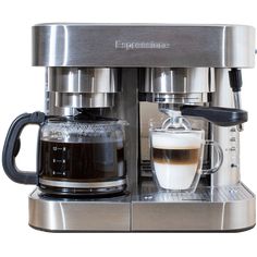 an espresso machine with two cups of coffee