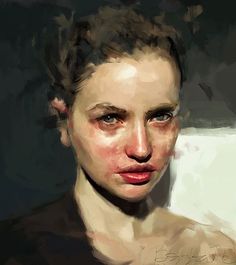 a digital painting of a woman's face