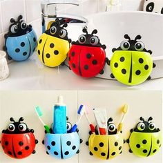 New products arrive,welcome to buy!!! Creative Cute Cartoon Kids Wall Suction Cup Mount Toothbrush Toothpaste Holder Pencil Pen Container Box Travel Organizer Plastic Pocket Storage Organizer Features: and Cute Ladybird Suction Sucker Toothbrush Toothpaste Holder Wall Suction Bathroom Accessory Ideal for home bathroom use. Type:Toothbrush Holders Material:Plastic & Rubber Product Description: Package Includes: 1 x Toothbrush Suction Holder Color: Yellow. Pen Container, Bathroom Holder, Insect Wall, Wall Mounted Toothbrush Holder, Kids Bathroom Accessories, Toothbrush And Toothpaste Holder, Sikat Gigi, Toothbrush Storage, Toothpaste Holder