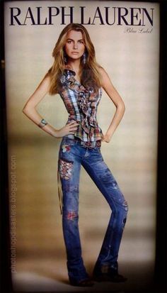 a magazine cover with a beautiful woman in jeans