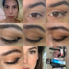 Eyeliner For Downturned Eyes, Puffy Bags, Winged Liner Tutorial, Makeup For Downturned Eyes, Liner Tutorial, Easy Winged Eyeliner, Hooded Eyelids, Eyeliner For Hooded Eyes, Makeup Tips And Tricks