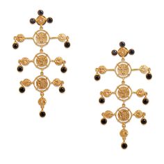 The Inka Chandeliers are artfully designed and bring together linearity, structure and fluidity while being playful, modern and fun.Handcrafted in brass, with a dull glossy 22k gold plating and set with drops of Black Onyx, these earrings are minimal, edgy and wonderfully versatile. Each piece is meticulously crafted by hand by highly skilled artisans and as is unique with this form of jewellery, revel in their perfect imperfections. All our pieces are handcrafted in 22k gold plated recycled bra Gold Jewelry Earrings, Forever Jewelry, Glass Gems, Jewelry Ring Box, Contemporary Jewellery, 22k Gold, Chandelier Earrings, Jewelry Plate, Statement Jewelry