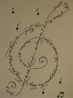 a drawing with music notes and musical notes on it's back side, in the shape of a circle