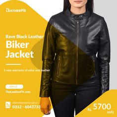 Rave Black Leather Biker Jacket For Women ABOUT: This unique Jacket is made of High-Quality Genuine SHEEP-SKIN Leather. Its leather is very glamorous that makes it very adaptable to wear on any occasion. The Jacket is professionally cut and stitched throughout as following International Standards. Great Choice for Casual & Parties. 100% Money-Back Guarantee. #TheLeatherFit #Leather_Jackets_For_Men #Leather_Jacket_For_Women