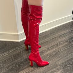 Beautiful Roberto Cavalli Red Patent Leather Over The Knee Boots. Size 39 / 8.5. Never Worn, Nwt. Originally $940, I Bought For $400. Red Knee-high Heeled Boots For Formal Occasions, Elegant Red Knee-high Boots, Chic Red Winter Boots, Elegant Red Heeled Boots For Spring, Elegant Red Heeled Boots For Fall, Spring Red Knee-high Heeled Boots, Red Knee-high Heeled Boots For Spring, Red Heeled Boots For Winter, Red Patent Leather Heels For Fall