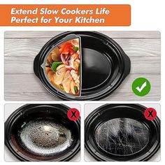 the instructions for how to make slow cookers like this one are shown in three different pictures