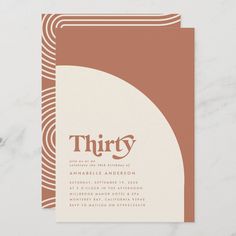 a brown and white wedding card with the word thry on it's front