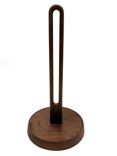 a wooden stand with a handle on it and a circular base in the middle that is made out of wood