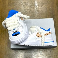 Made To Order. Custom Kids Air Force 1’s. Playful Nike High-top Sneakers, Playful Nike Low-top Sneakers, Nike Playful Low-top Sneakers, Playful Sneakers With Soft Round Toe, Playful Sneakers With Soft Sole And Round Toe, Playful White Sneakers With Rubber Sole, Playful White Nike Sneakers, White Lace-up Sneakers With Soft Sole, Playful High-top Sneakers With Soft Sole