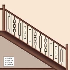 a drawing of a stair railing and handrail