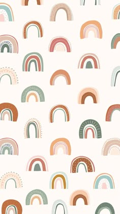 an abstract pattern with rainbows in pastel colors