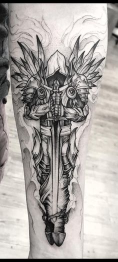 Angel Warrior Tattoo, Archangel Tattoo, Knight Tattoo, Samurai Tattoo Design, Skull Sleeve Tattoos, Forearm Sleeve Tattoos, Warrior Tattoos, Arm Band Tattoo, Warrior Tattoo