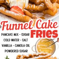 an advertisement for funnel cake fries with various toppings