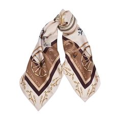 Introducing our exquisite equestrian silk scarf, featuring elegant white horses, carriage wheels, ropes, and tassels in a harmonious, narrative design. This scarf conjures images of serene countryside rides and horse-drawn carriages on cobblestone paths. The timeless palette of vanilla cream, autumn copper, albescent white, and a touch of metallic maroon adds sophistication to any outfit. Pair with classic neutrals like black or navy for a chic contrast, or embrace luxury with deep jewel tones l Luxury Beige Scarf For Formal Occasions, Luxury Beige Formal Scarf, Luxury Cream Silk Scarf, Horses Carriage, Narrative Design, Luxury Scarves, August Birthstone Jewelry, July Birthstone Jewelry, Horse Drawn