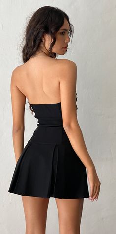 Black Mini Dress with Bow Detail | Panolia – motelrocks-com-us Tube Top Dress Summer, Bow Tube Top, Gothic Summer, Mini Tube Dress, Y2k Dresses, Summer Streetwear, Tube Top Dress, Pleated Mini Dress, Mini Dresses For Women