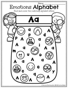 an alphabet and numbers worksheet with emotions for the letter a to z