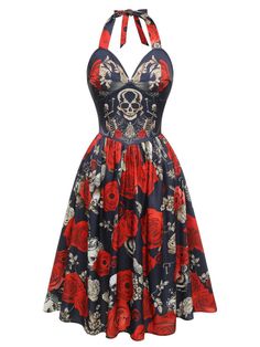 Skeleton rose chic in Retro Stage's Black 1950s Sweetheart Skeleton Rose Swing Dress. Embrace vintage-inspired elegance with a touch of edge. Skeleton Rose, Marvel Inspired Outfits, Vintage Outfits 50s, Retro Stage, Spooky Chic, Native Artwork, Divine Goddess, Skull Dress, Dark Vintage