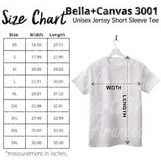 T Shirt Size Chart, Shirt Size Chart, Guide Template, Jersey Shorts, Digital Files, Bella Canvas, Mockup, Physics, Size Chart