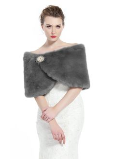 PRICES MAY VARY. Faux Fur,Satin LUXURIOUS FAUX FUR & WARM ENOUGH--- This elegant shawl is made of animal friendly and soft faux fur with high quality satin lining. You will get enough warm even in outside when you wear it. Also the fur climb strongly. It's not shed easily. FREE PEARL BROOCH --- Free beautiful and gorgeous pearl brooch as bonus along with each piece of shawl. It’s sewed on the front of shawl that can be used in many times. Also you can set the brooch in any position you want. CLA Winter Wedding Party, Faux Fur Shawl, Faux Fur Wrap, Elegant Shawl, Fur Wrap, Fur Shawl, Winter Weddings, Wrap Shawl, Dress Gloves