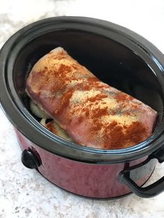 a piece of meat in a slow cooker