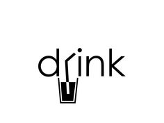 the word drink is written in black on a white background