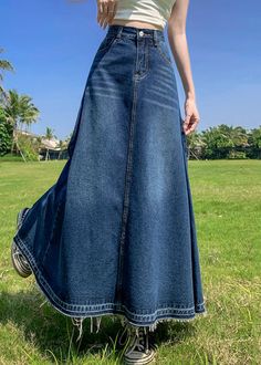 Modern Blue Pockets High Waist Patchwork Denim A Line Skirts Summer AH – Adorhershop Skirts Summer, Midi Denim, Patchwork Denim, Modern Blue, Denim Skirts, Dinner Outfits, Denim Midi Skirt, Modest Fashion Outfits, Jeans Rock