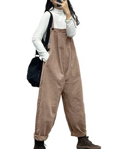 PRICES MAY VARY. Overalls for women made of 100% Cotton, Soft, Breathable and friendly to skin; Comfortable to wear in it all the day; Women Fashion Overalls with metal adjustable buckle on the waist to get a baggy or cinched look; Casual Loose, Boyfriend Style; Adjustable Strap with Buttons, Two Side Pocket, Tapered Pants; Plus size baggy Overallls Jumpsuits yet keep the shape, fit for any occasion- Summer Beach; Home Wear; Garden; Daily Wear; Holiday; Trip; Street Fashion; Office; Please refer Fashion Overalls, Loose Fit Jumpsuit, Overalls For Women, Overalls Pants, Pants Cotton, Cotton Romper, Linen Pants Women, Mom Sweatshirt, Women Plus Size