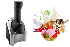 two ice cream cones and a blender on a white background with the same image