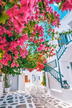 Greece Photography, Mykonos Greece, Bougainvillea, Vacation Places, White Houses, Beautiful Places To Travel, Greece Travel, Greek Islands