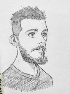 a pencil drawing of a man with a beard