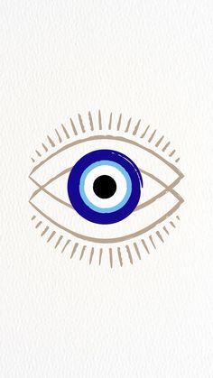 an eye with blue and white stripes on it's iris, in front of a white background